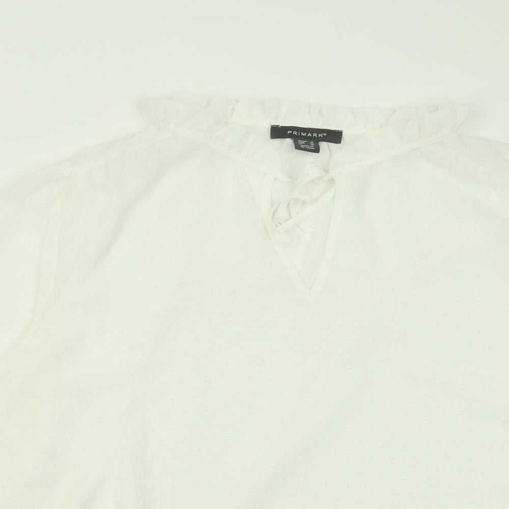 Primark Womens White Polka Dot Polyester Basic Blouse Size 18 V-Neck