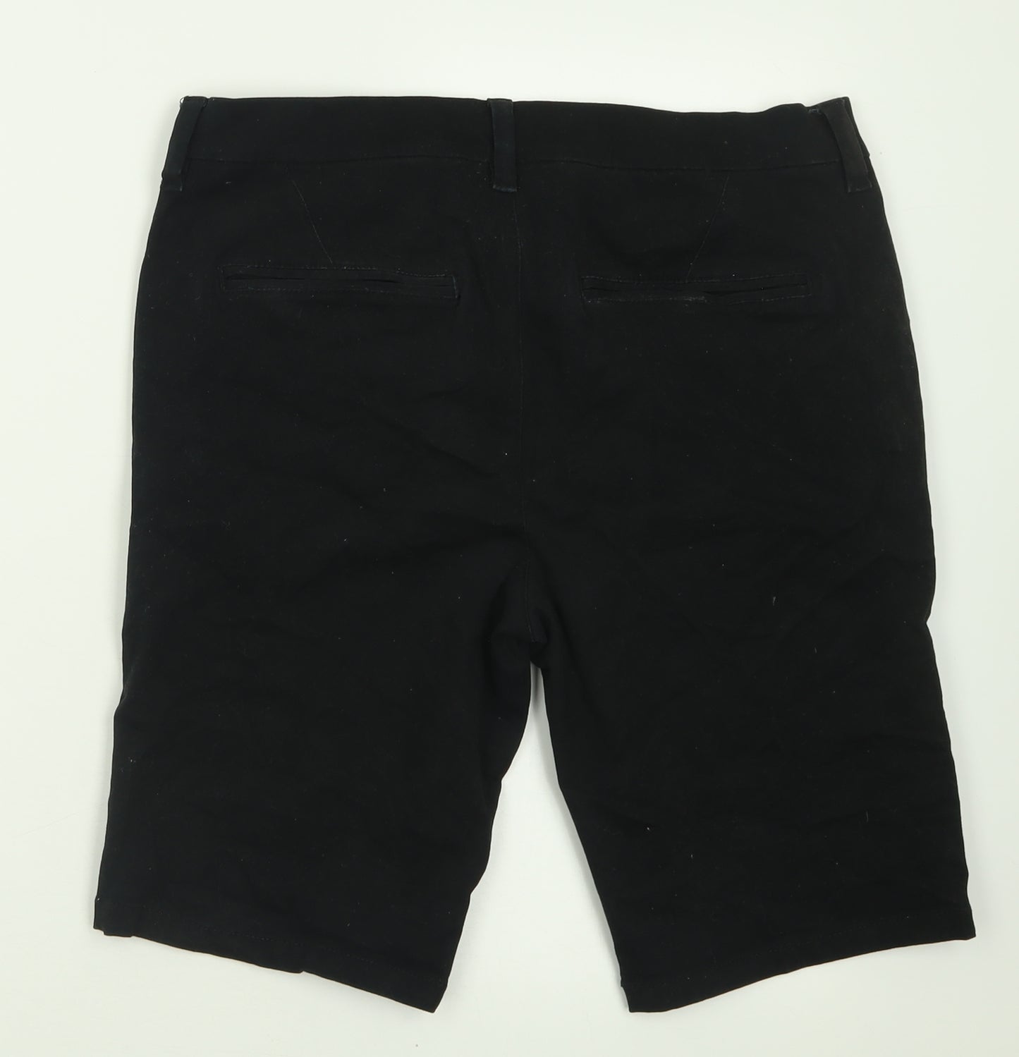 Topman Mens Black  Cotton Bermuda Shorts Size 32 in L10 in Regular Button
