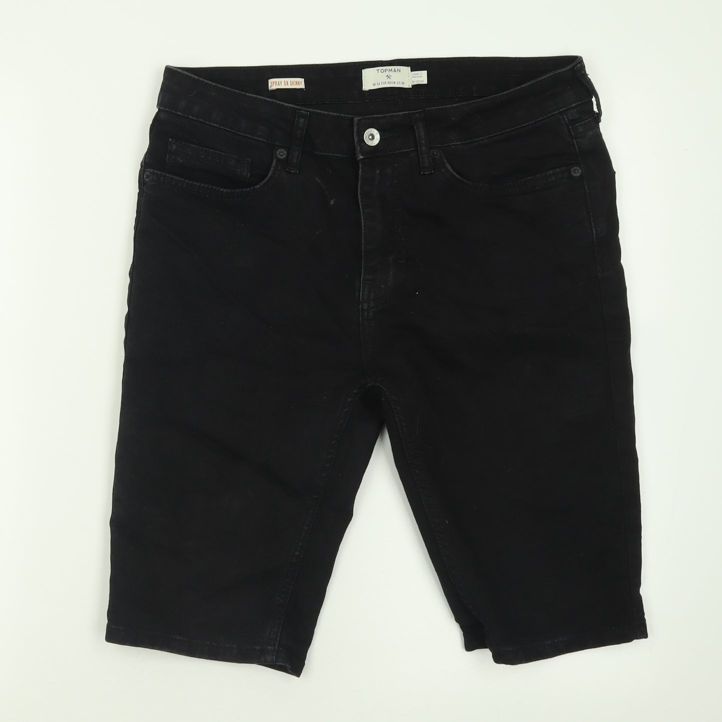 Topman Mens Black  Cotton Bermuda Shorts Size 34 in L12 in Regular Button