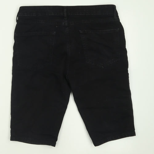 Topman Mens Black  Cotton Bermuda Shorts Size 34 in L12 in Regular Button