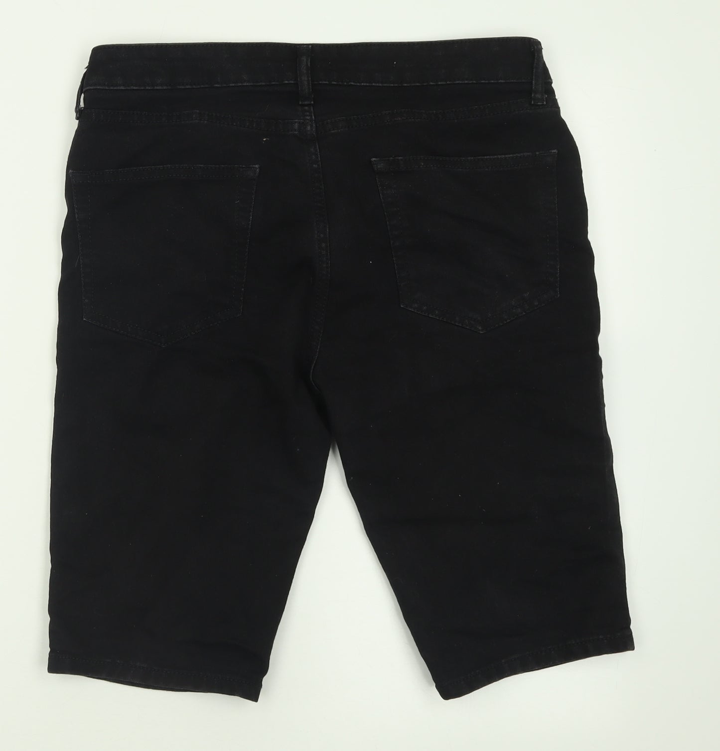 Topman Mens Black  Cotton Bermuda Shorts Size 34 in L12 in Regular Button