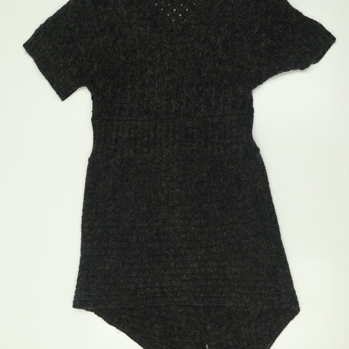 Vogue Womens Grey  Acrylic Jumper Dress  Size M  V-Neck Pullover