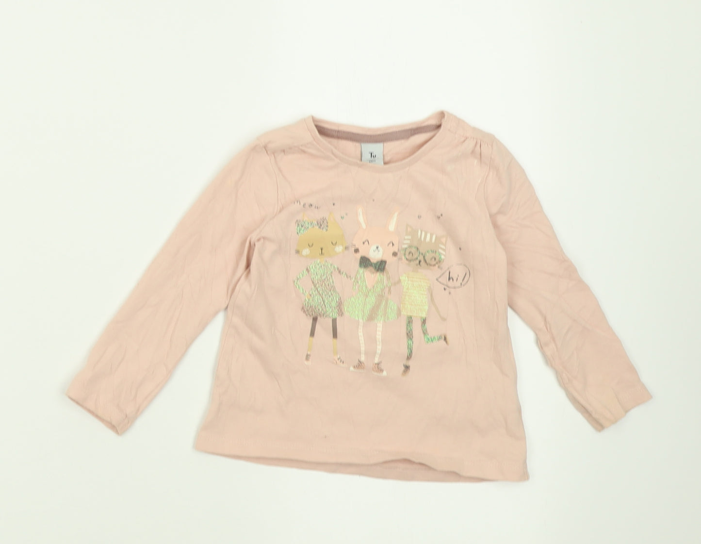 TU Girls Pink  Cotton Basic Casual Size 12-18 Months Crew Neck Pullover