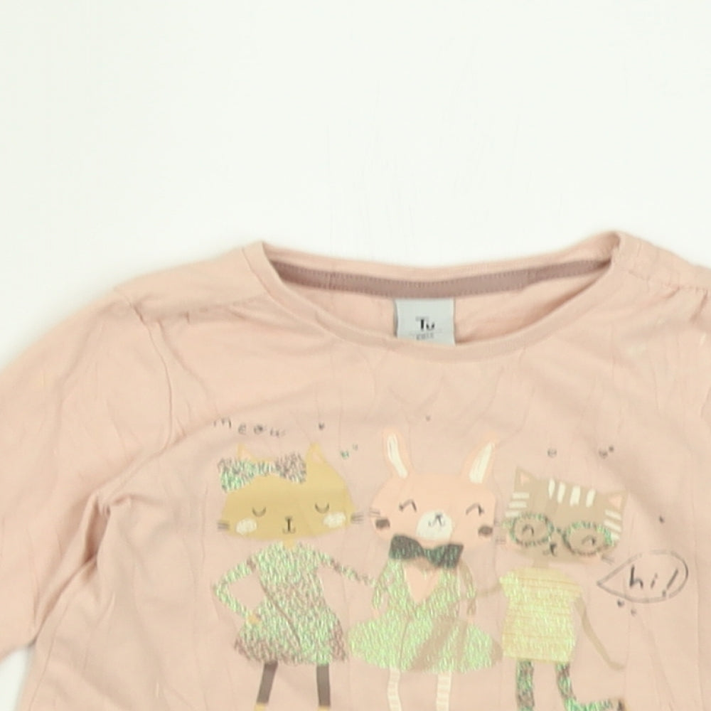 TU Girls Pink  Cotton Basic Casual Size 12-18 Months Crew Neck Pullover
