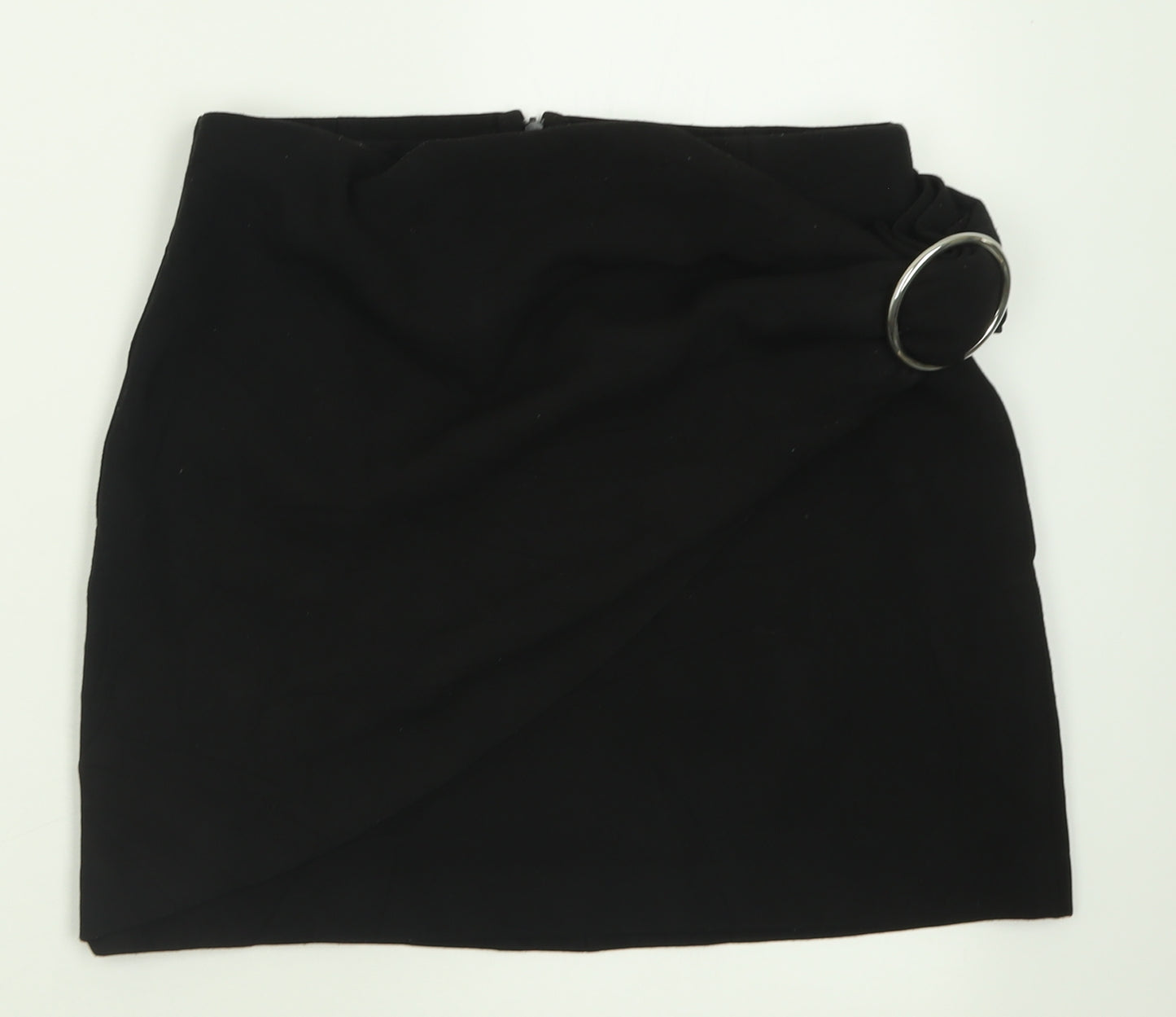 Zara Womens Black  Polyester A-Line Skirt Size S   Zip