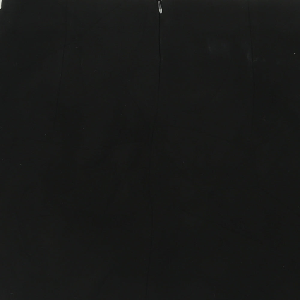 Zara Womens Black  Polyester A-Line Skirt Size S   Zip