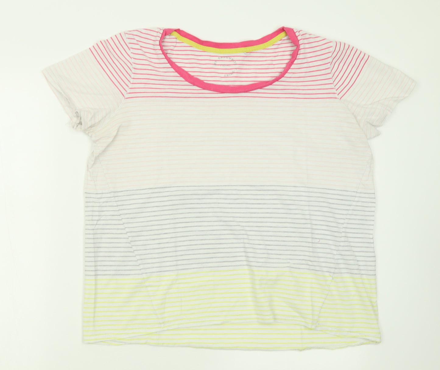 NEXT Womens Multicoloured Striped Cotton Basic T-Shirt Size 16 Crew Neck