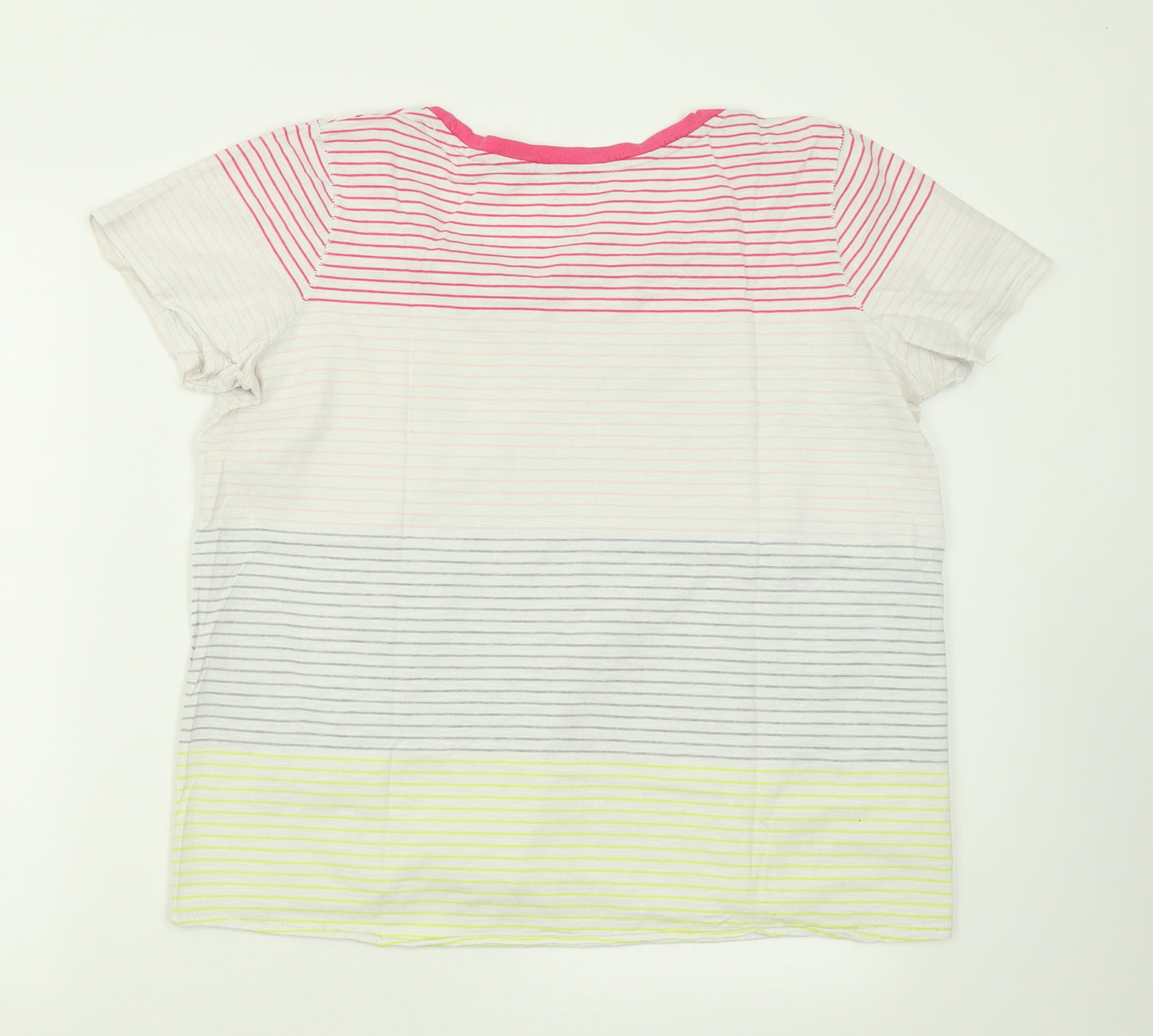 NEXT Womens Multicoloured Striped Cotton Basic T-Shirt Size 16 Crew Neck
