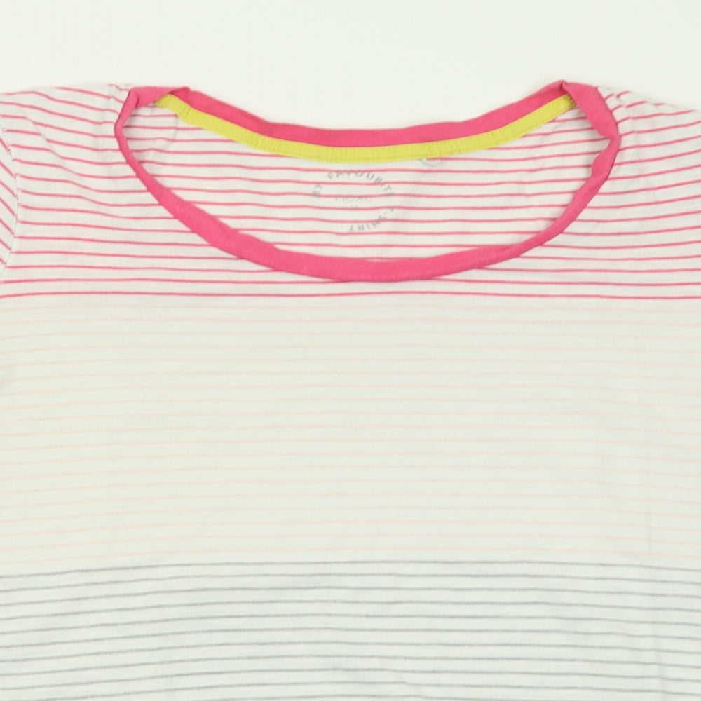 NEXT Womens Multicoloured Striped Cotton Basic T-Shirt Size 16 Crew Neck