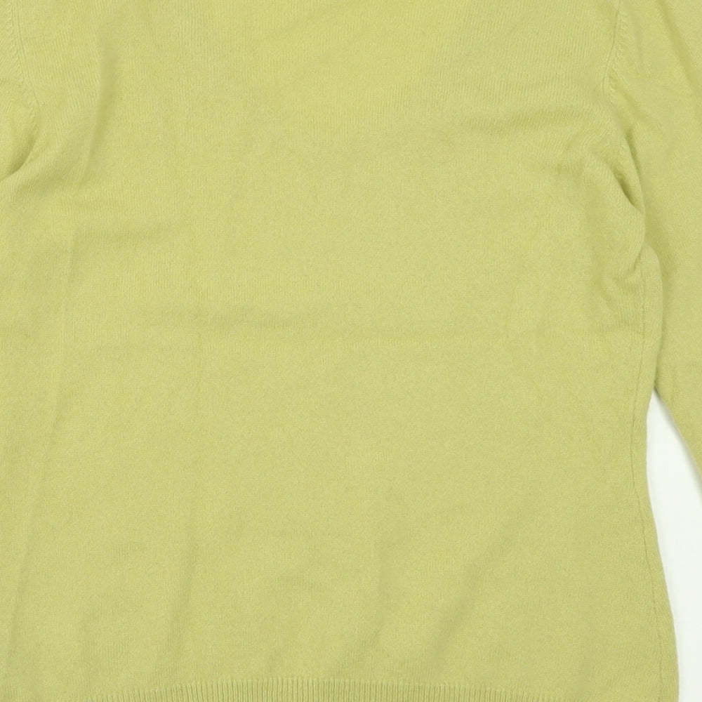 F7F Womens Yellow V-Neck  Cashmere Pullover Jumper Size 14