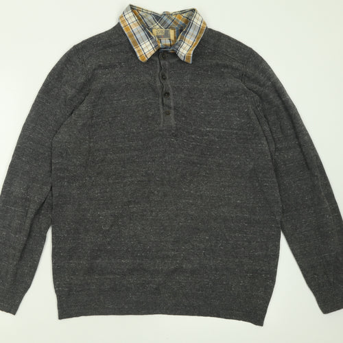 North Coast Womens Grey Collared  Acrylic Pullover Jumper Size L