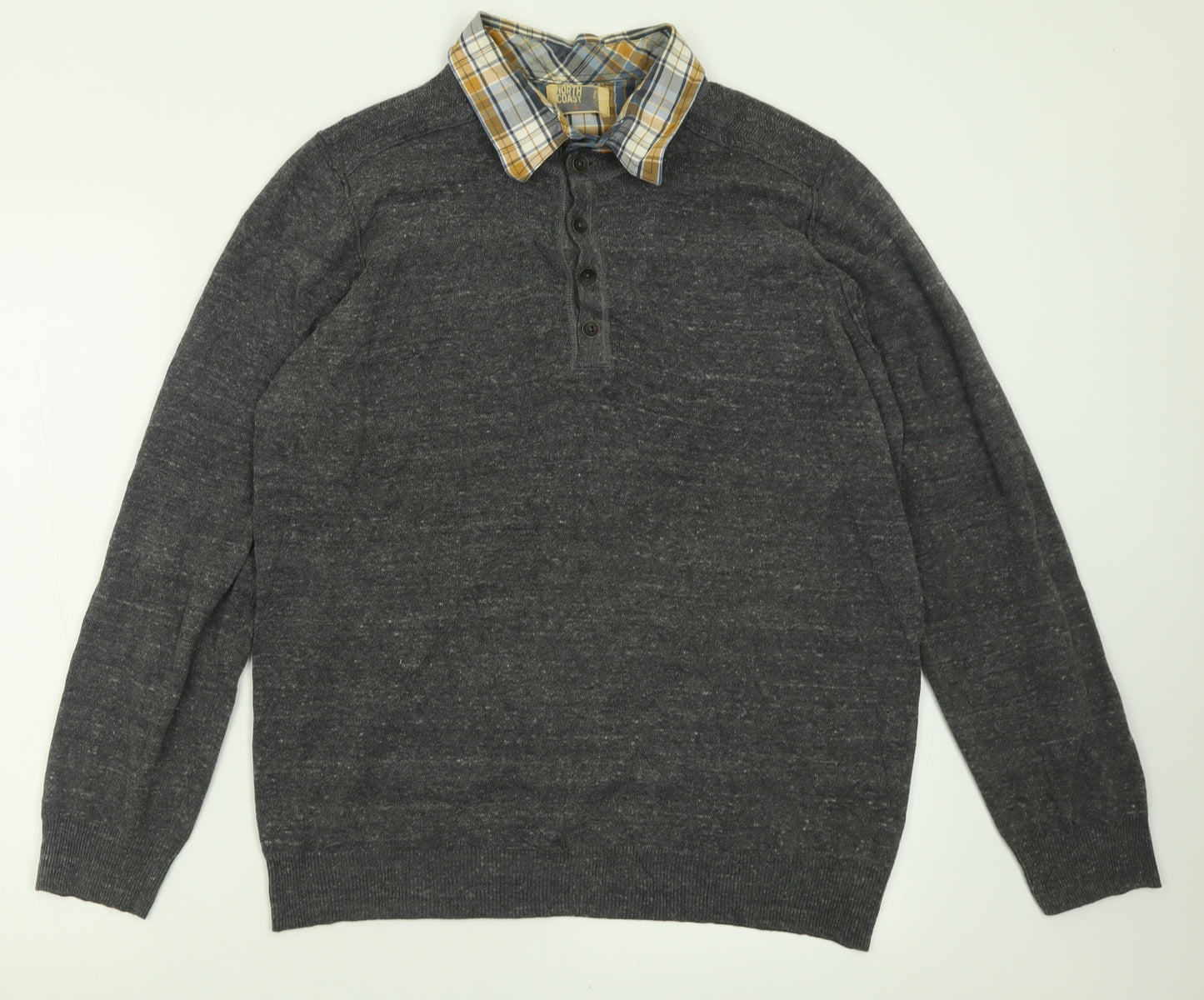 North Coast Womens Grey Collared  Acrylic Pullover Jumper Size L