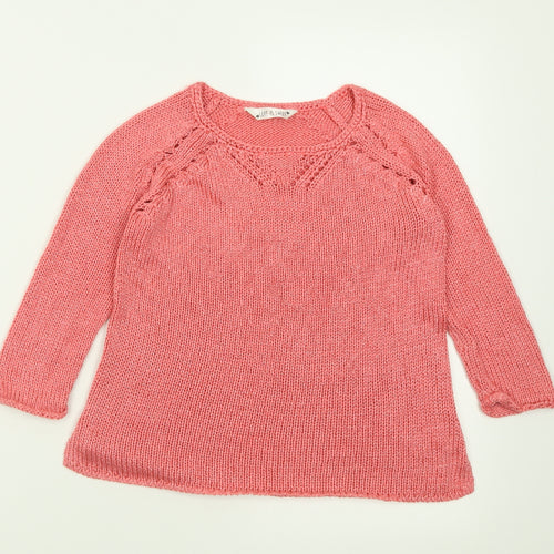 GEPRGE Girls Pink Crew Neck  Acrylic Pullover Jumper Size 8-9 Years  Pullover