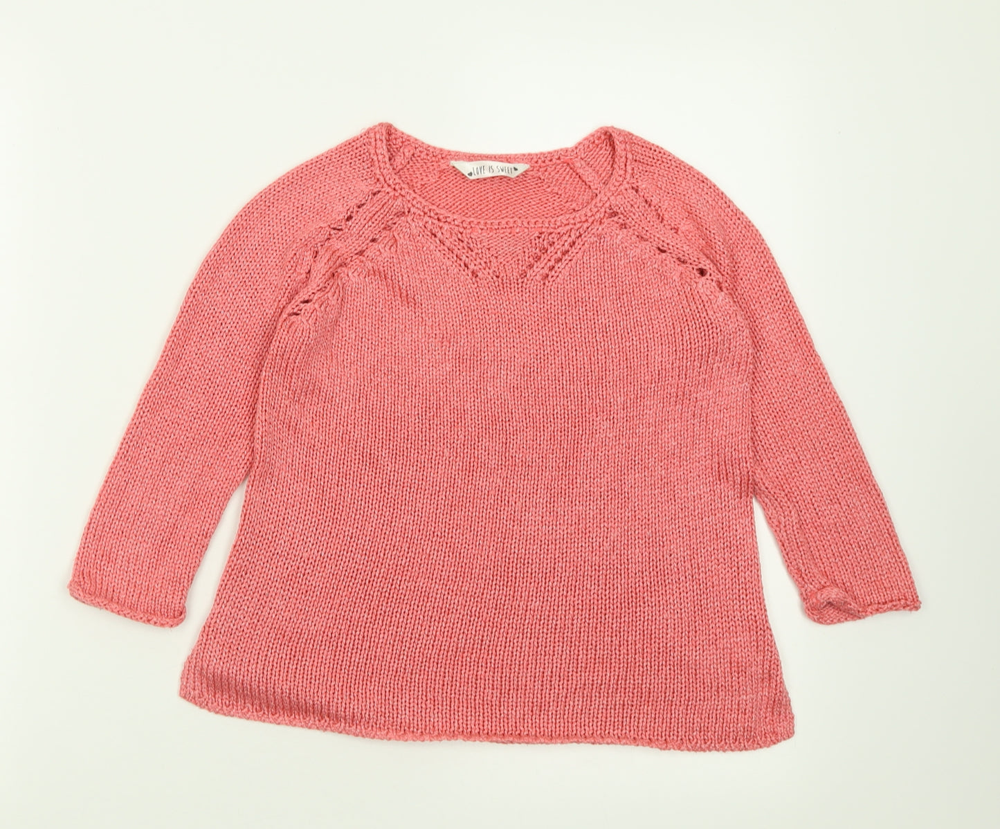 GEPRGE Girls Pink Crew Neck  Acrylic Pullover Jumper Size 8-9 Years  Pullover