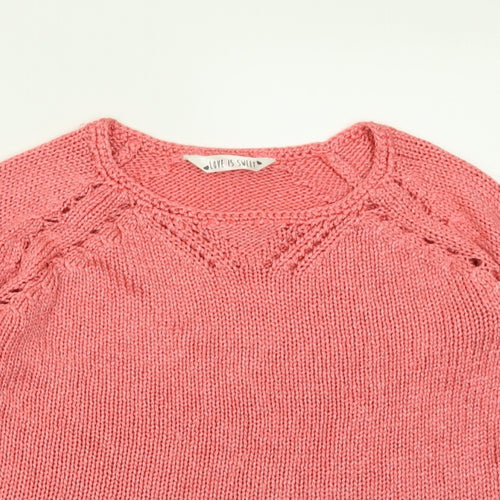 GEPRGE Girls Pink Crew Neck  Acrylic Pullover Jumper Size 8-9 Years  Pullover