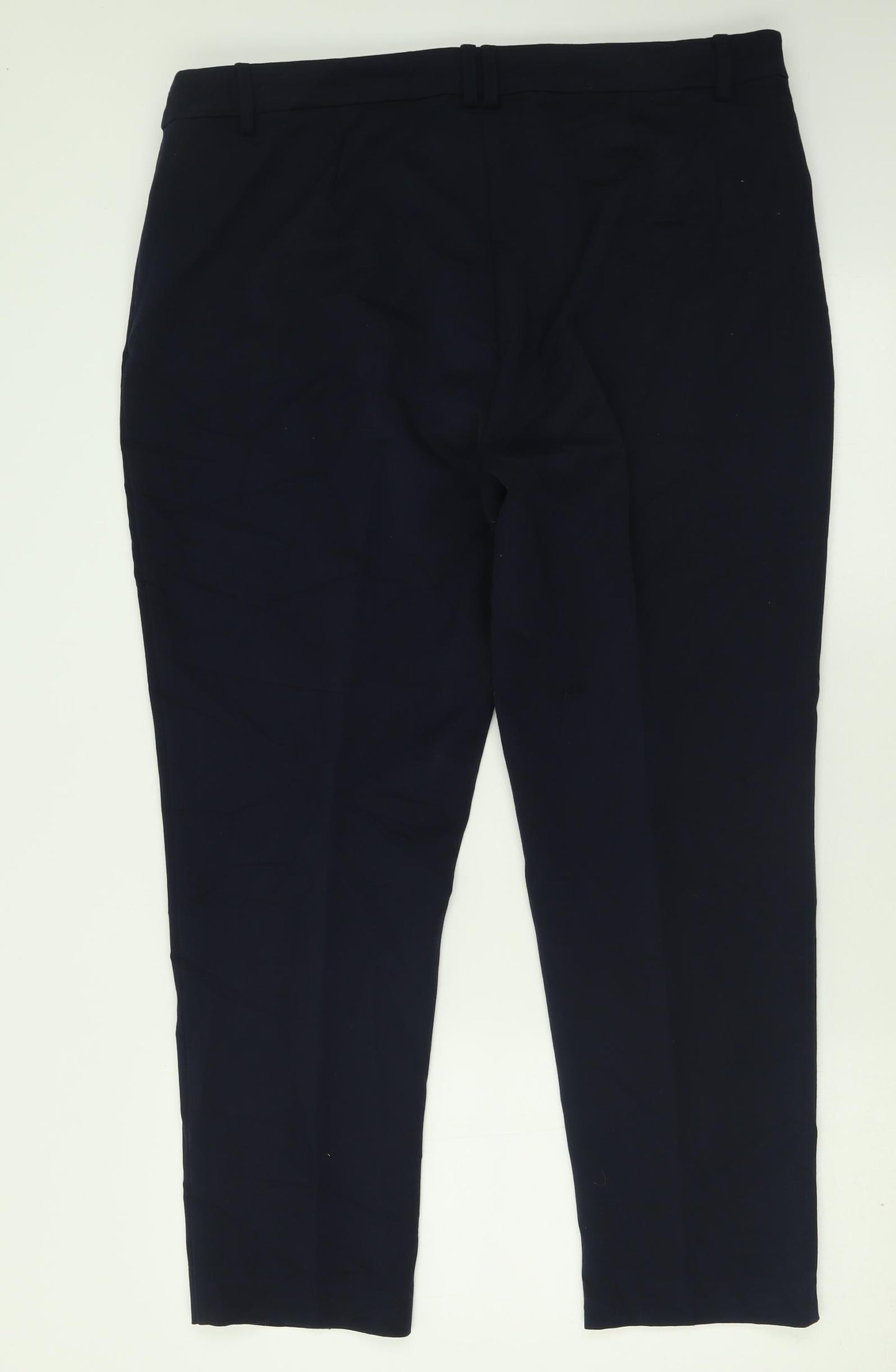 Marks and Spencer Womens Blue  Polyester Trousers  Size 18 L28 in Regular Hook & Eye