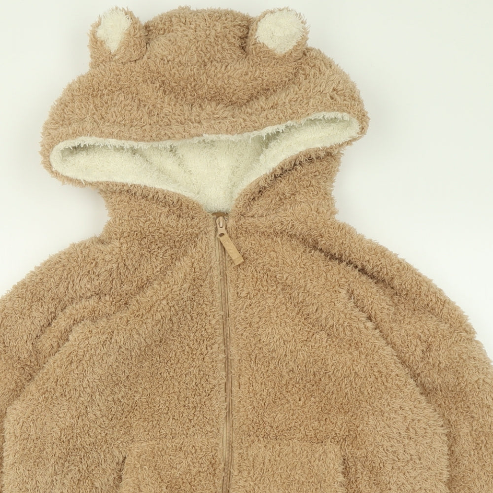 Marks and Spencer Womens Brown  Polyester Babydoll Pyjama Top Size S  Zip - lounge jacket