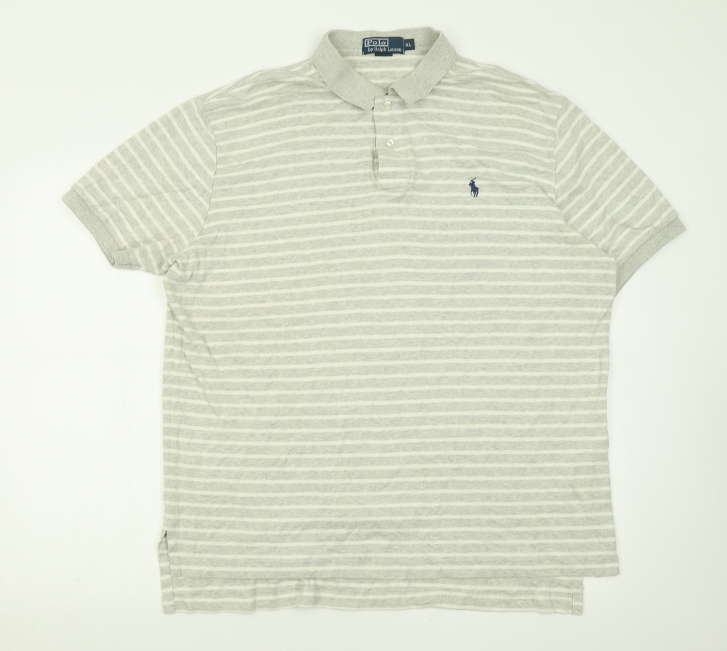Ralph Lauren Mens Grey Striped Polyester  Polo Size XL Collared Button