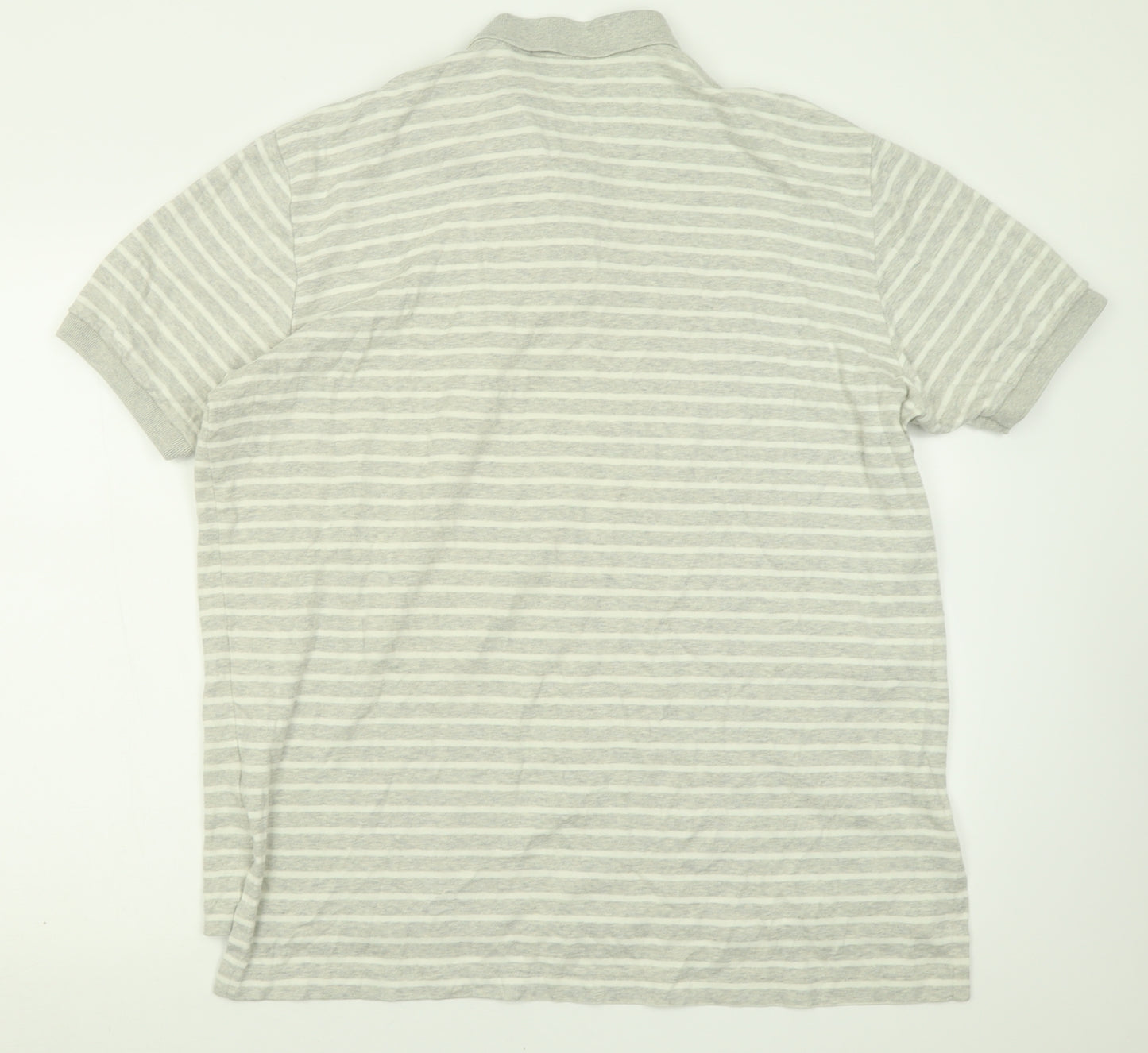 Ralph Lauren Mens Grey Striped Polyester  Polo Size XL Collared Button