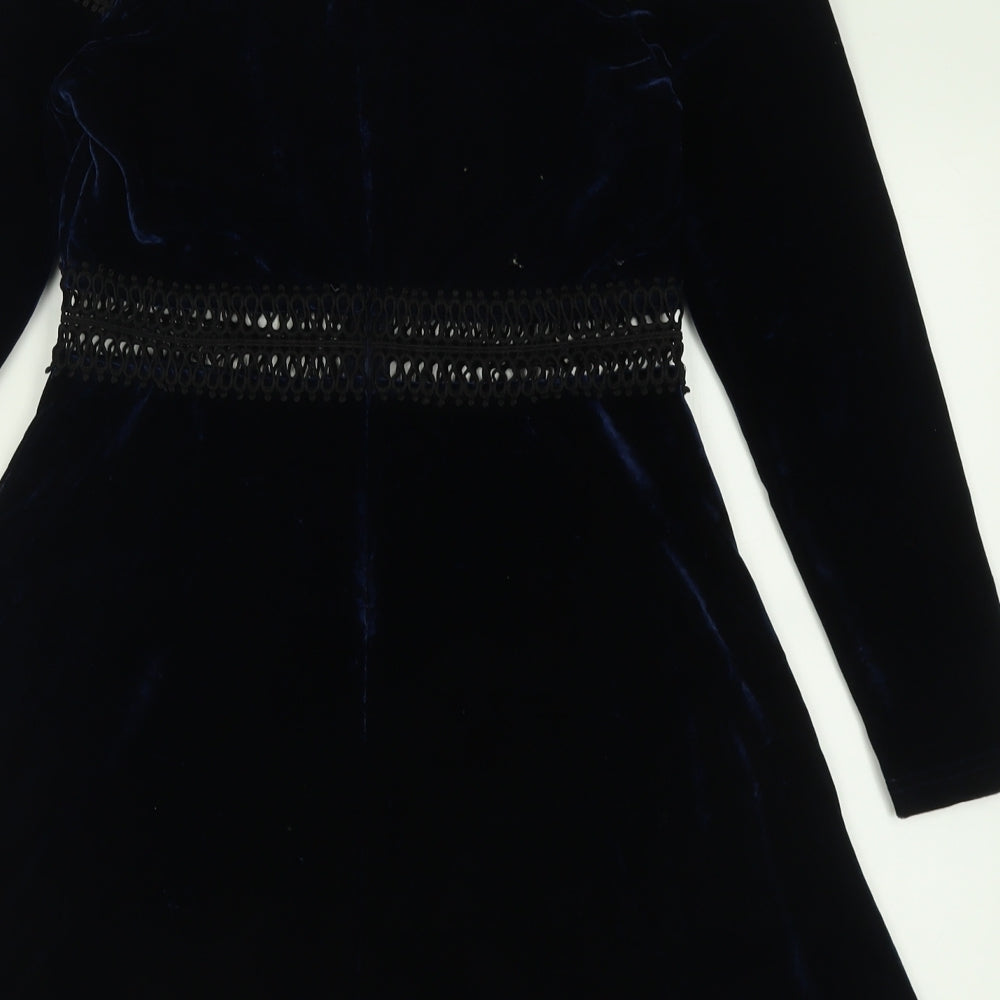 Millie Mackintosh Womens Blue  Polyester A-Line  Size 10  Crew Neck Zip - Cold Shoulder