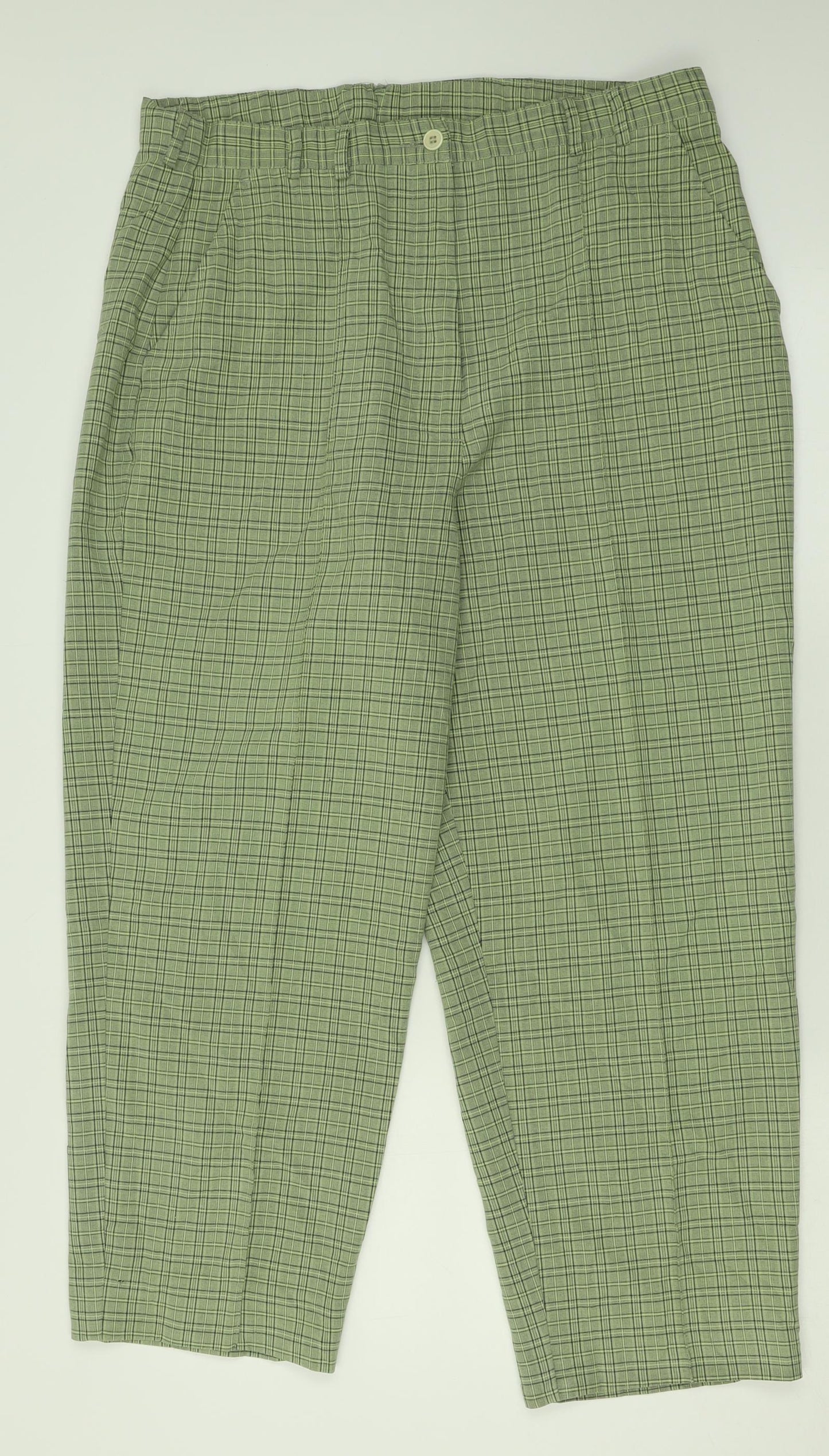 Primark Womens Green Plaid Polyester Trousers  Size 18 L29 in Regular Button