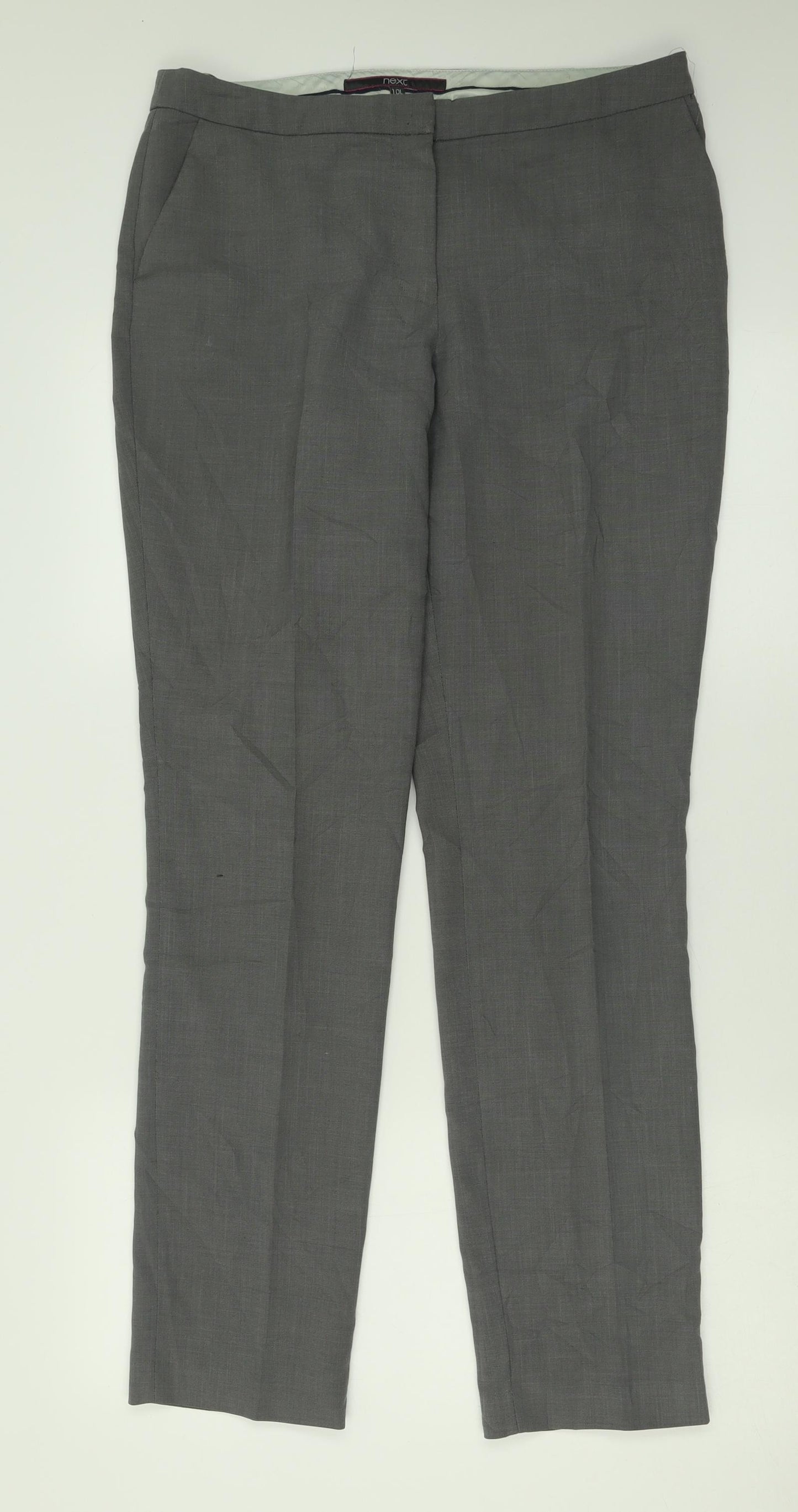 NEXT Womens Grey  Polyester Trousers  Size 10 L32 in Regular Hook & Eye