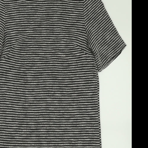 H&M Womens Grey Striped Polyester A-Line  Size 10  Crew Neck Zip