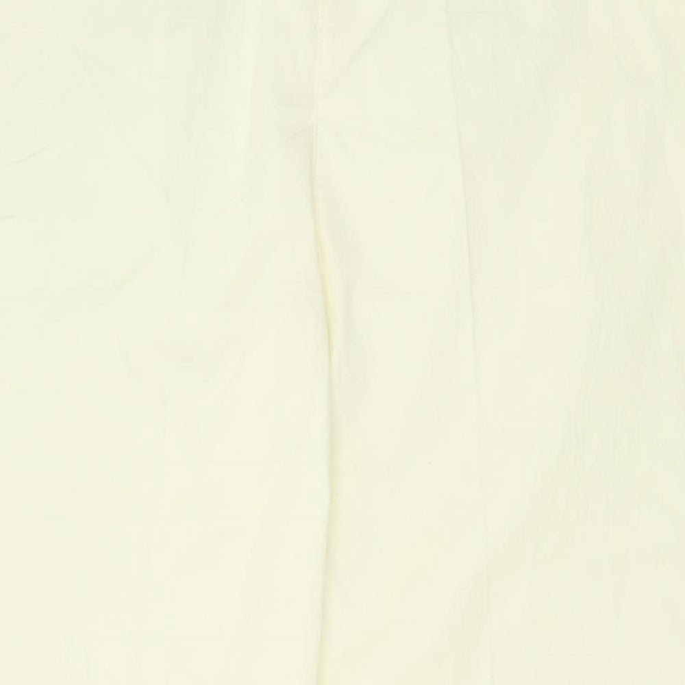 Marks and Spencer Womens White  Cotton Trousers  Size 22 L28 in Regular Button