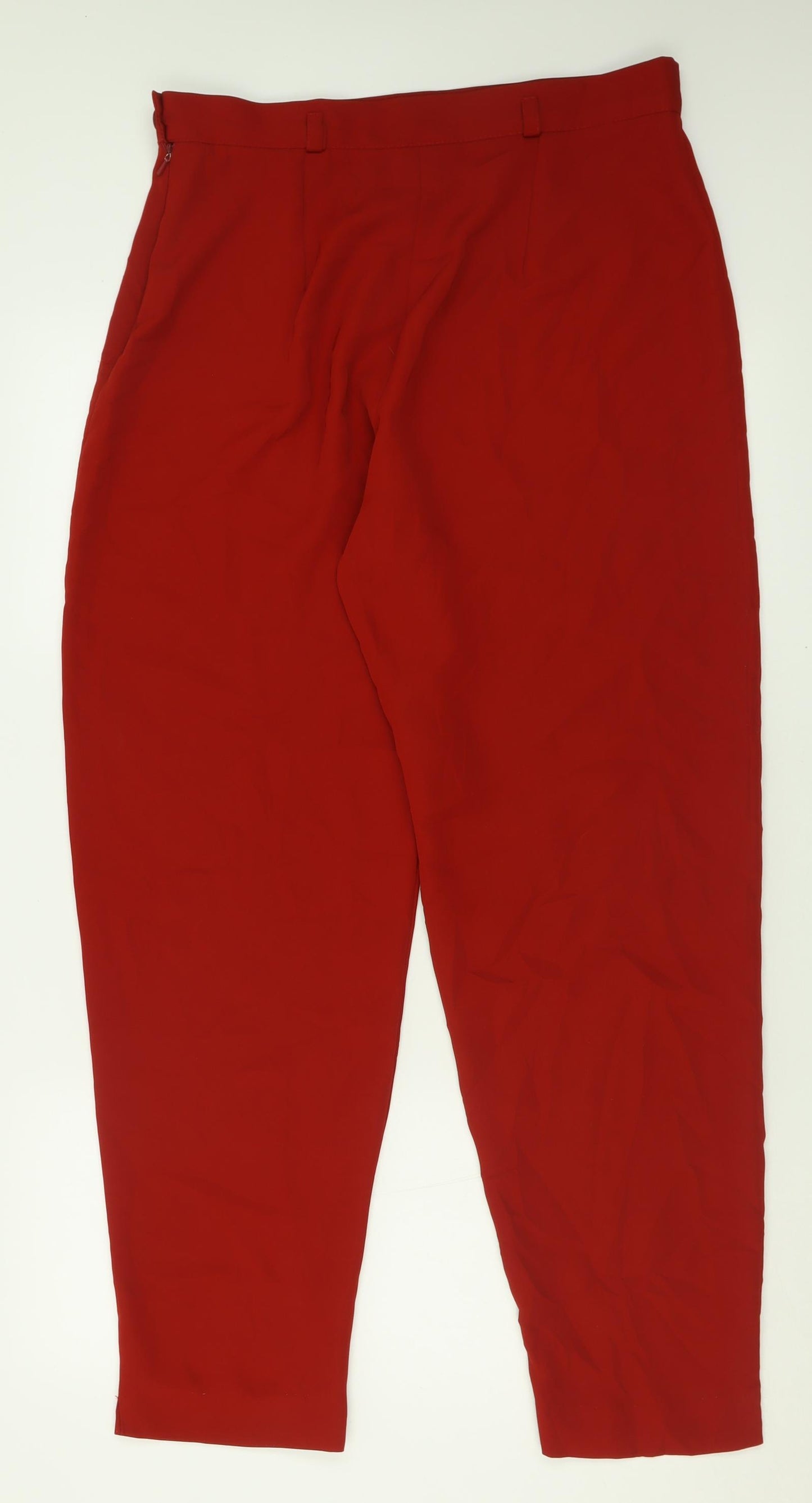 Preworn Womens Red  Polyester Trousers  Size 10 L30 in Regular Button