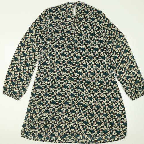 Atmosphere Womens Green Floral Polyester A-Line  Size 8  Crew Neck Button