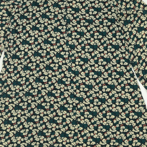Atmosphere Womens Green Floral Polyester A-Line  Size 8  Crew Neck Button