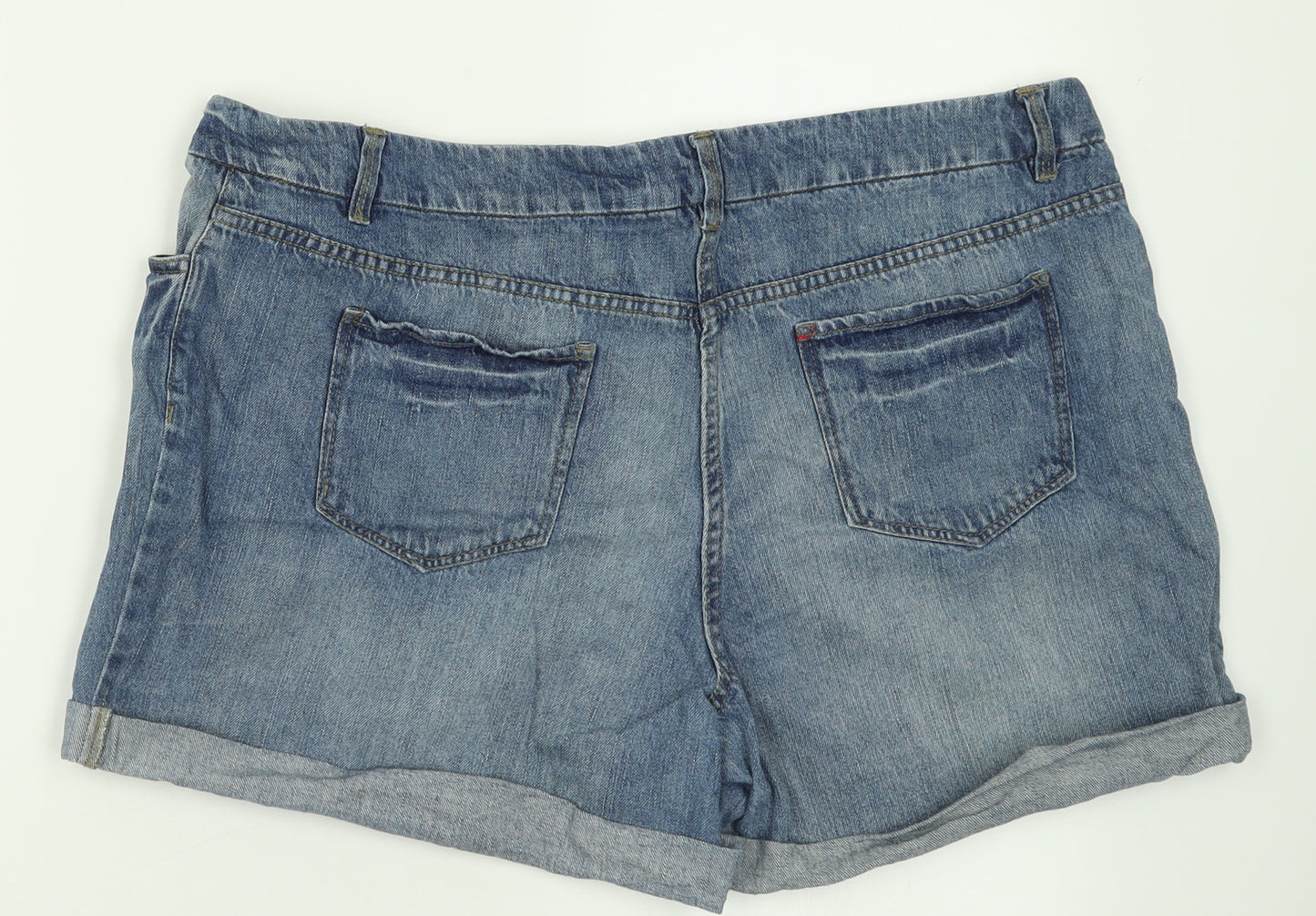 Papaya Womens Blue  Cotton Boyfriend Shorts Size 18 L5 in Regular Button