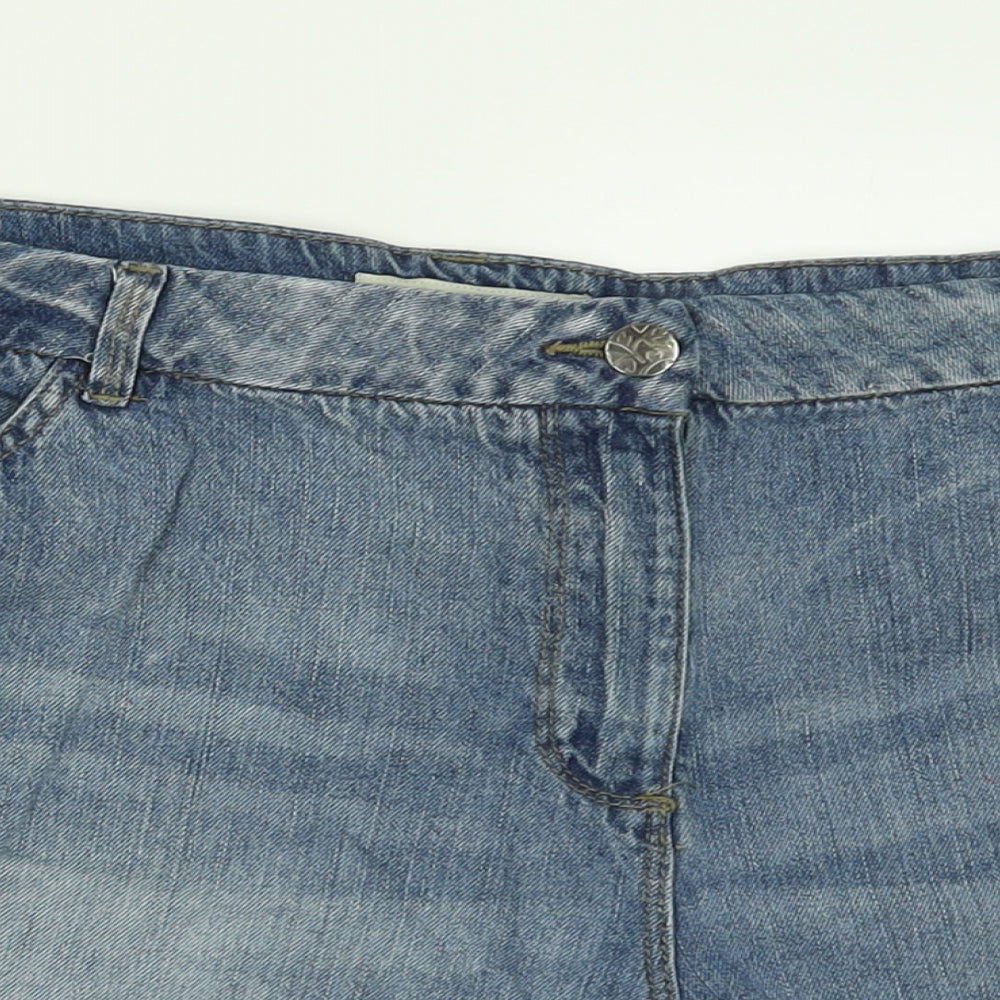 Papaya Womens Blue  Cotton Boyfriend Shorts Size 18 L5 in Regular Button