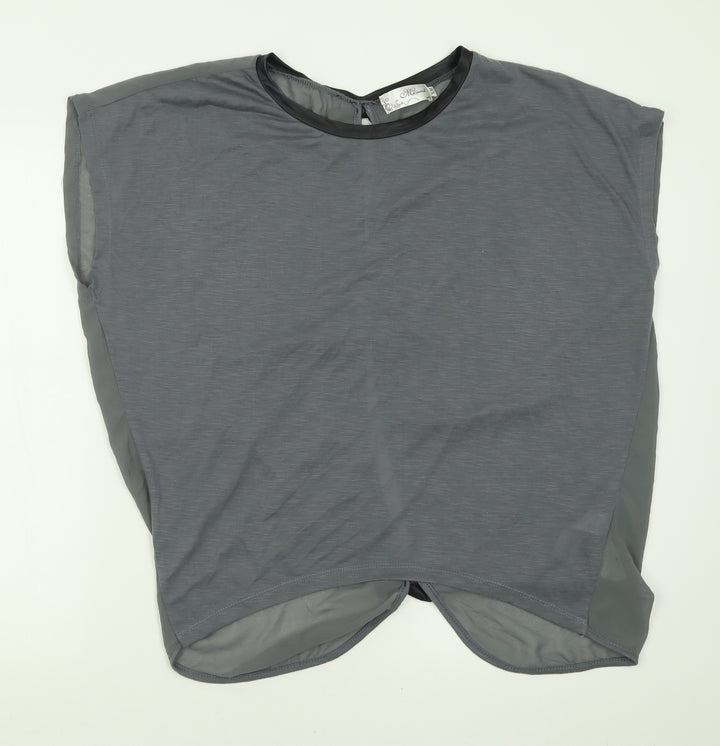 New Look Womens Grey Polyester Basic T-Shirt Size S Crew Neck