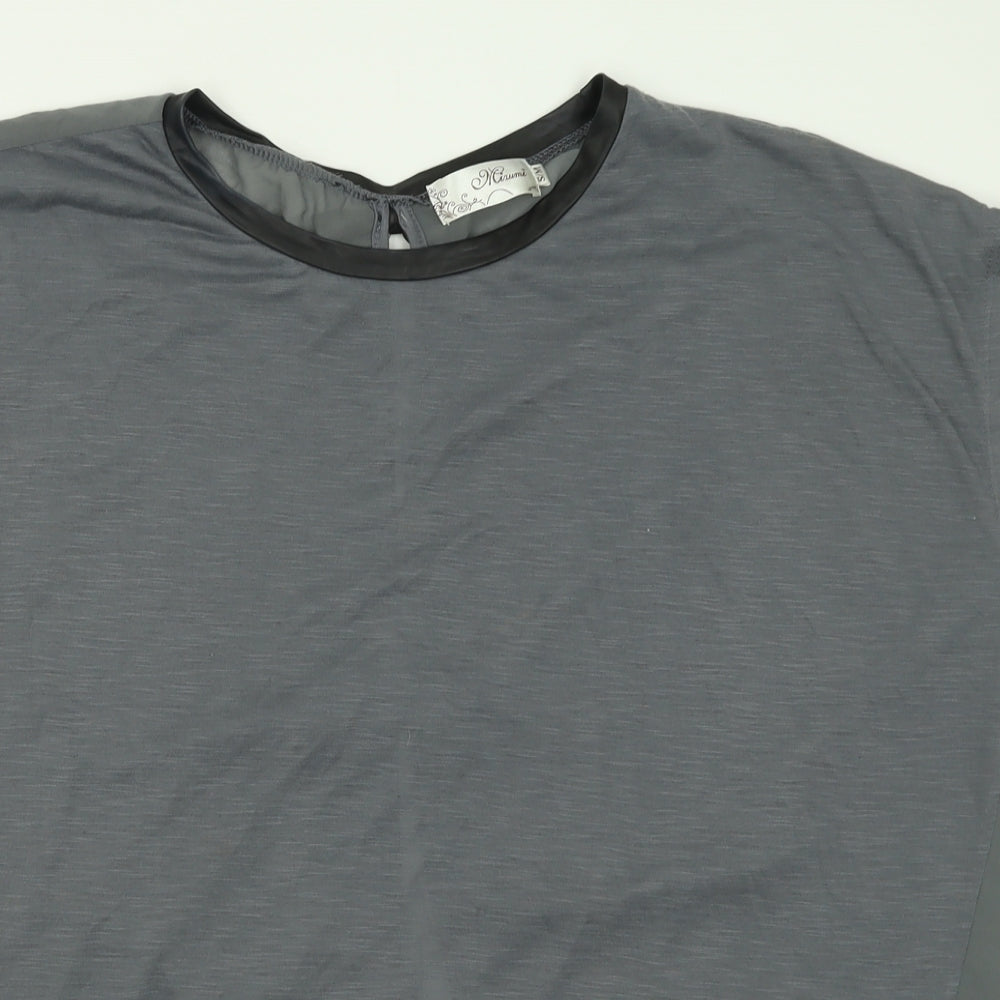 New Look Womens Grey  Polyester Basic T-Shirt Size S Crew Neck