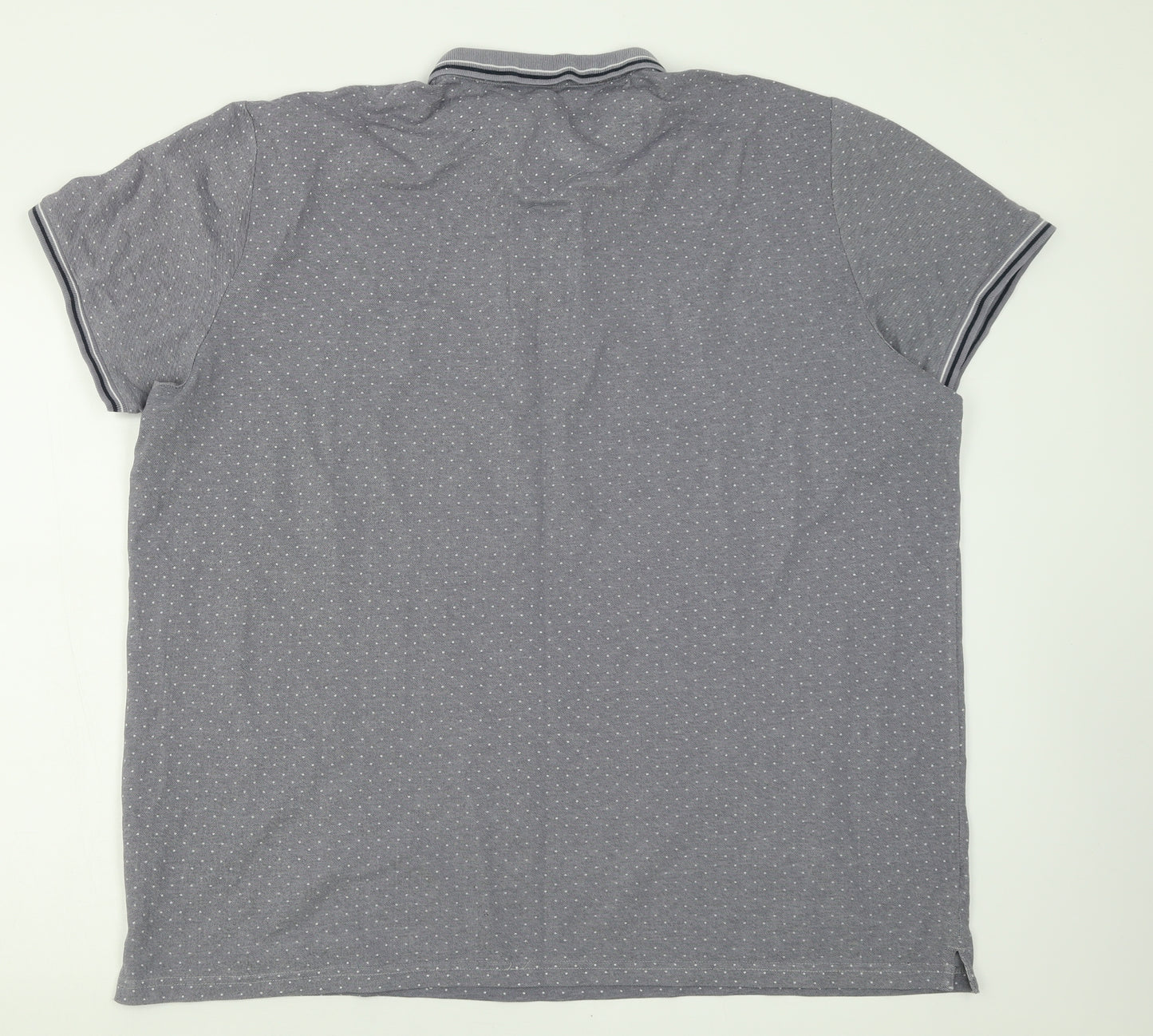 Easy Mens Grey Geometric Cotton  Polo Size 2XL Collared Button