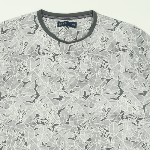 Easy Mens Grey Geometric Cotton  T-Shirt Size 2XL Crew Neck