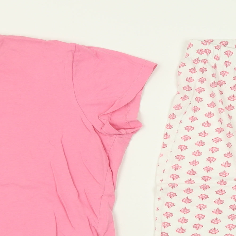 Dunnes Stores Womens Pink Geometric Cotton Cami Pyjama Set Size L   - crop leg