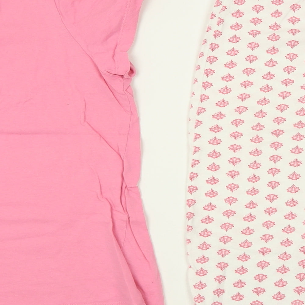 Dunnes Stores Womens Pink Geometric Cotton Cami Pyjama Set Size L   - crop leg