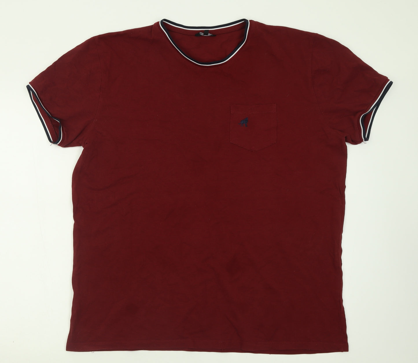 Peacocks Mens Red  Cotton  T-Shirt Size 2XL Collared