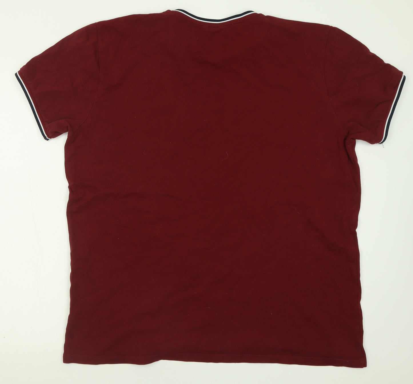 Peacocks Mens Red  Cotton  T-Shirt Size 2XL Collared