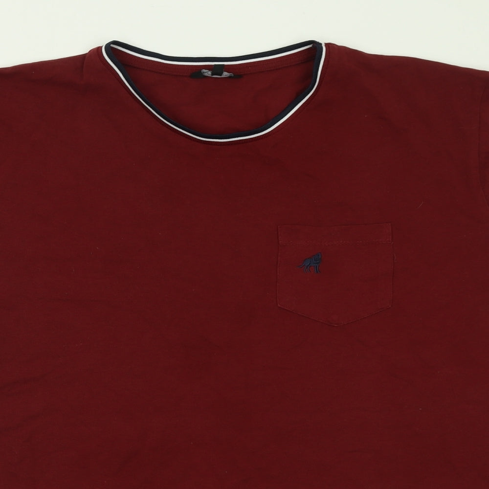 Peacocks Mens Red  Cotton  T-Shirt Size 2XL Collared
