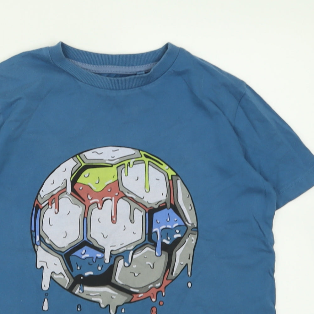 NEXT Boys Blue  Cotton Basic T-Shirt Size 8 Years Crew Neck Pullover