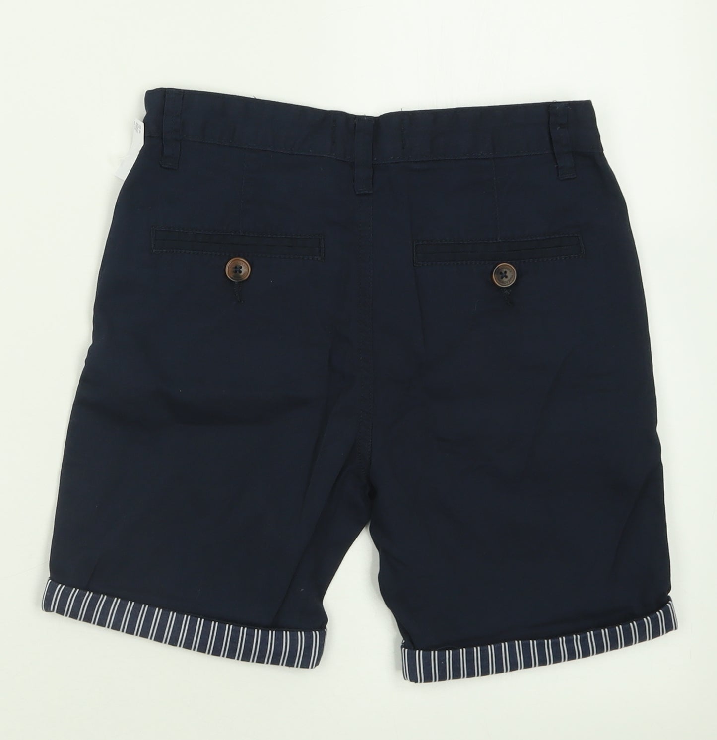 Threadboys Boys Blue Striped Cotton Bermuda Shorts Size 9-10 Years  Regular Buckle