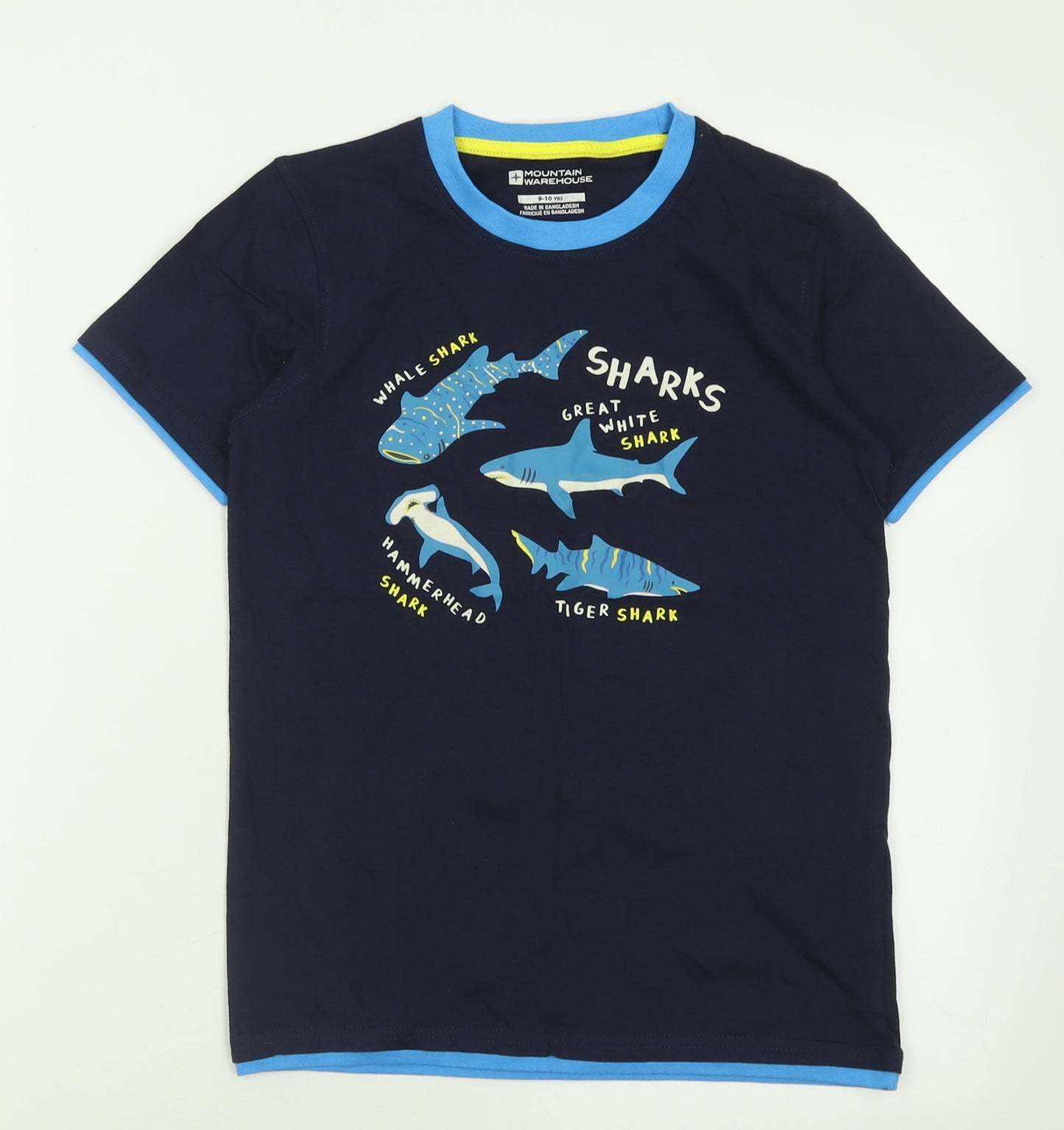 Mountain Warehouse Boys Blue  Cotton Basic T-Shirt Size 9-10 Years Crew Neck Pullover