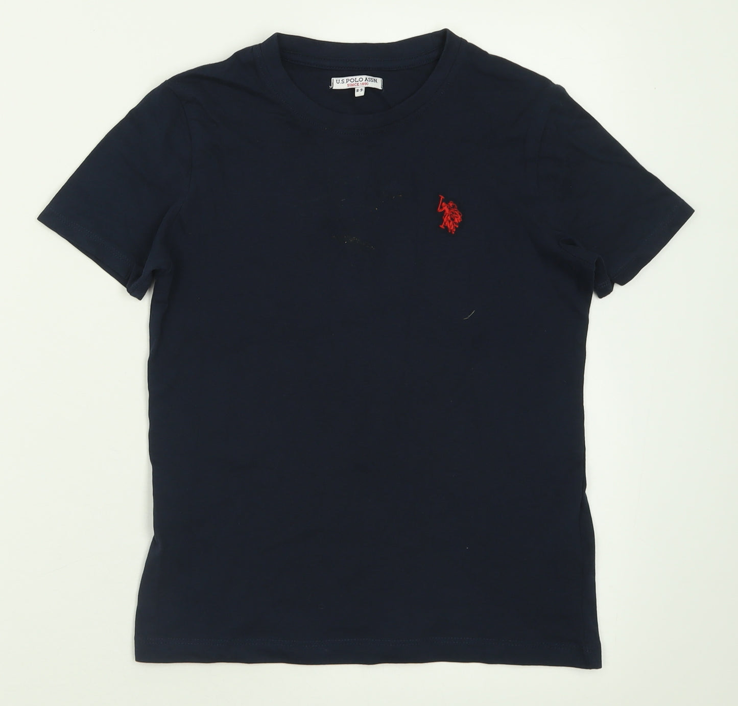 US Polo Assn.  Boys Blue  Cotton Basic T-Shirt Size 8-9 Years Crew Neck Pullover