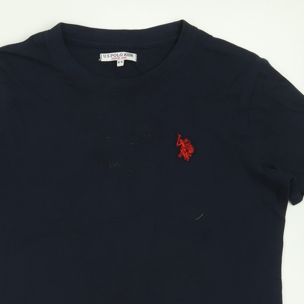 US Polo Assn.  Boys Blue  Cotton Basic T-Shirt Size 8-9 Years Crew Neck Pullover