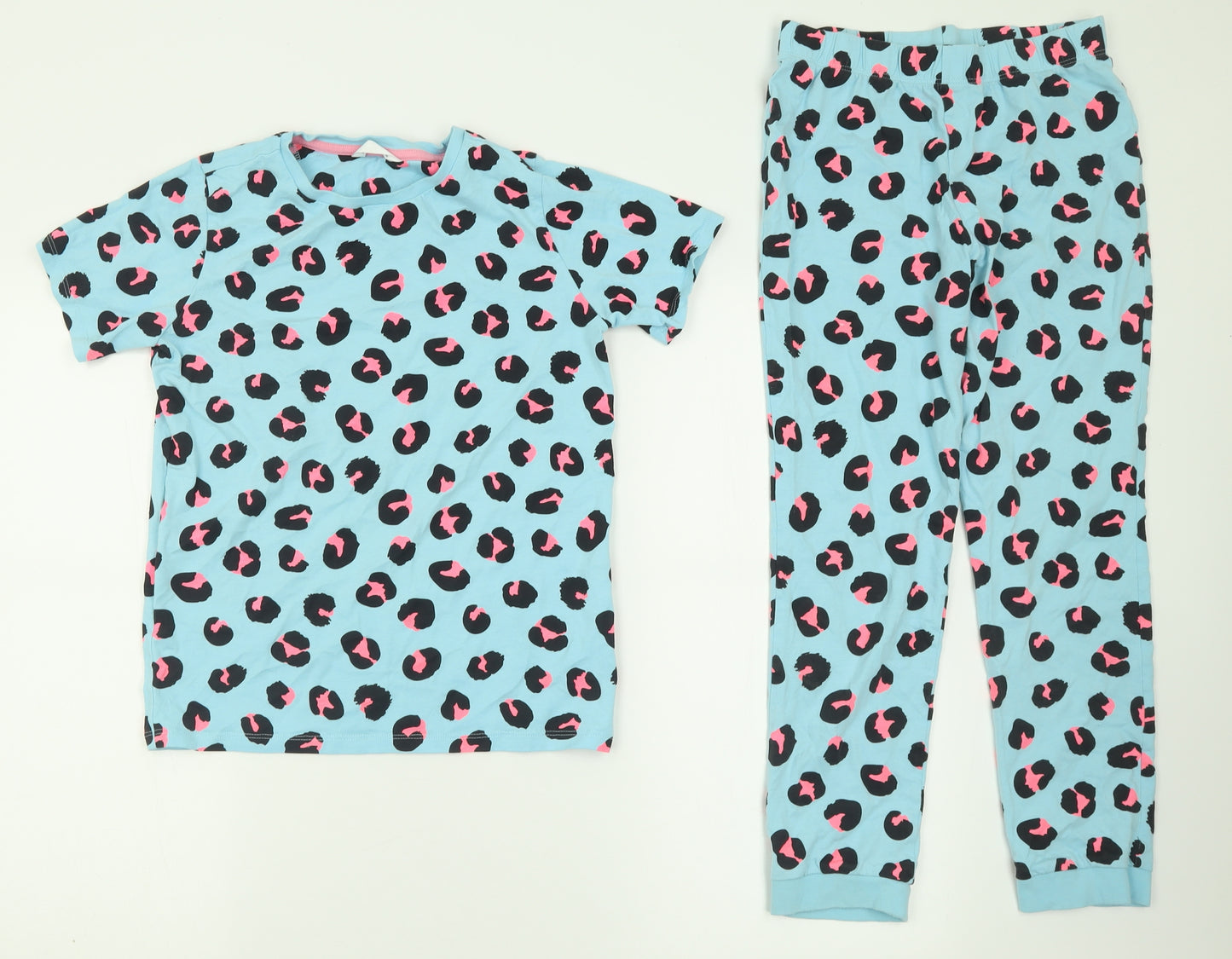 Marks and Spencer Girls Black Animal Print Cotton Cami Pyjama Set Size 9-10 Years  Pullover