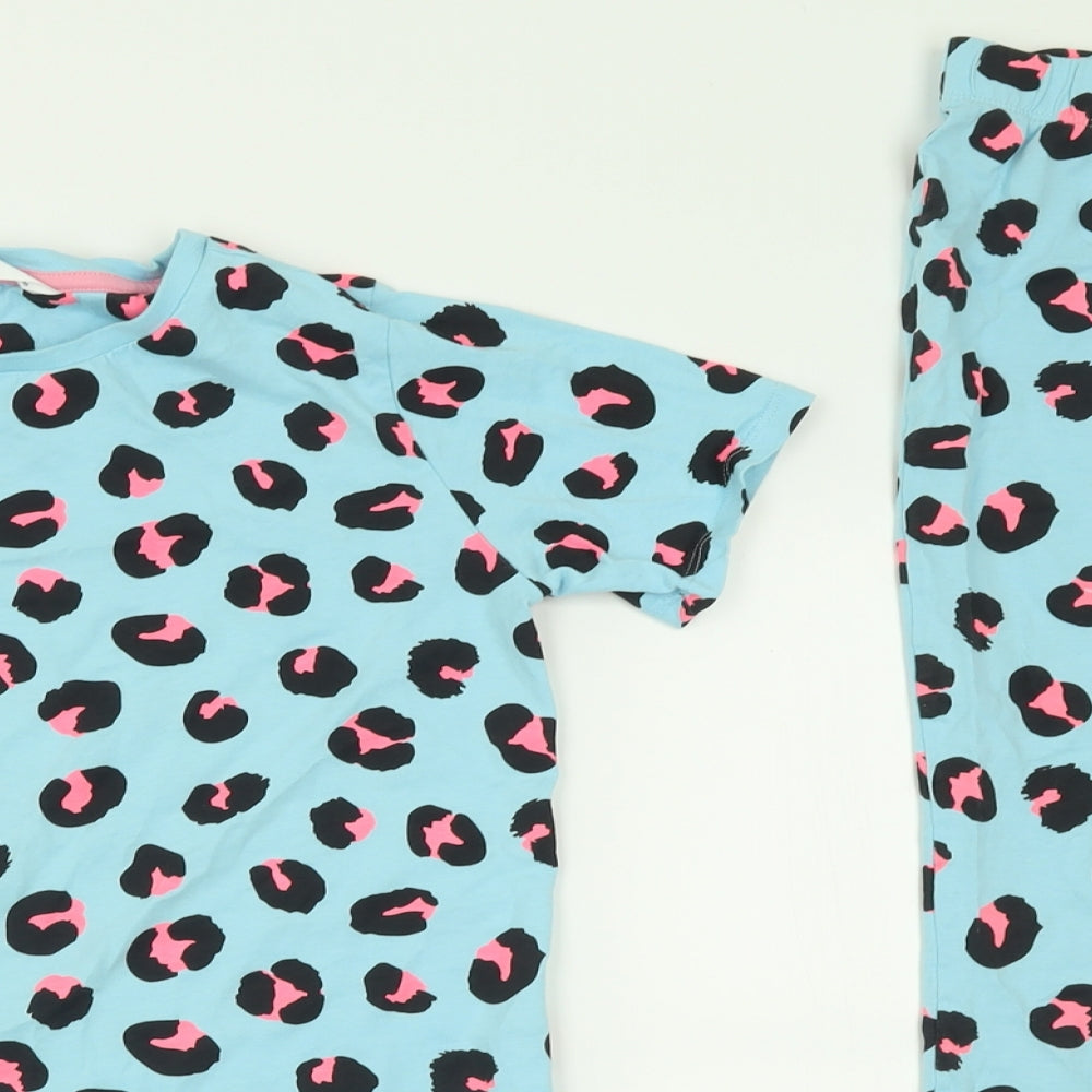 Marks and Spencer Girls Black Animal Print Cotton Cami Pyjama Set Size 9-10 Years  Pullover
