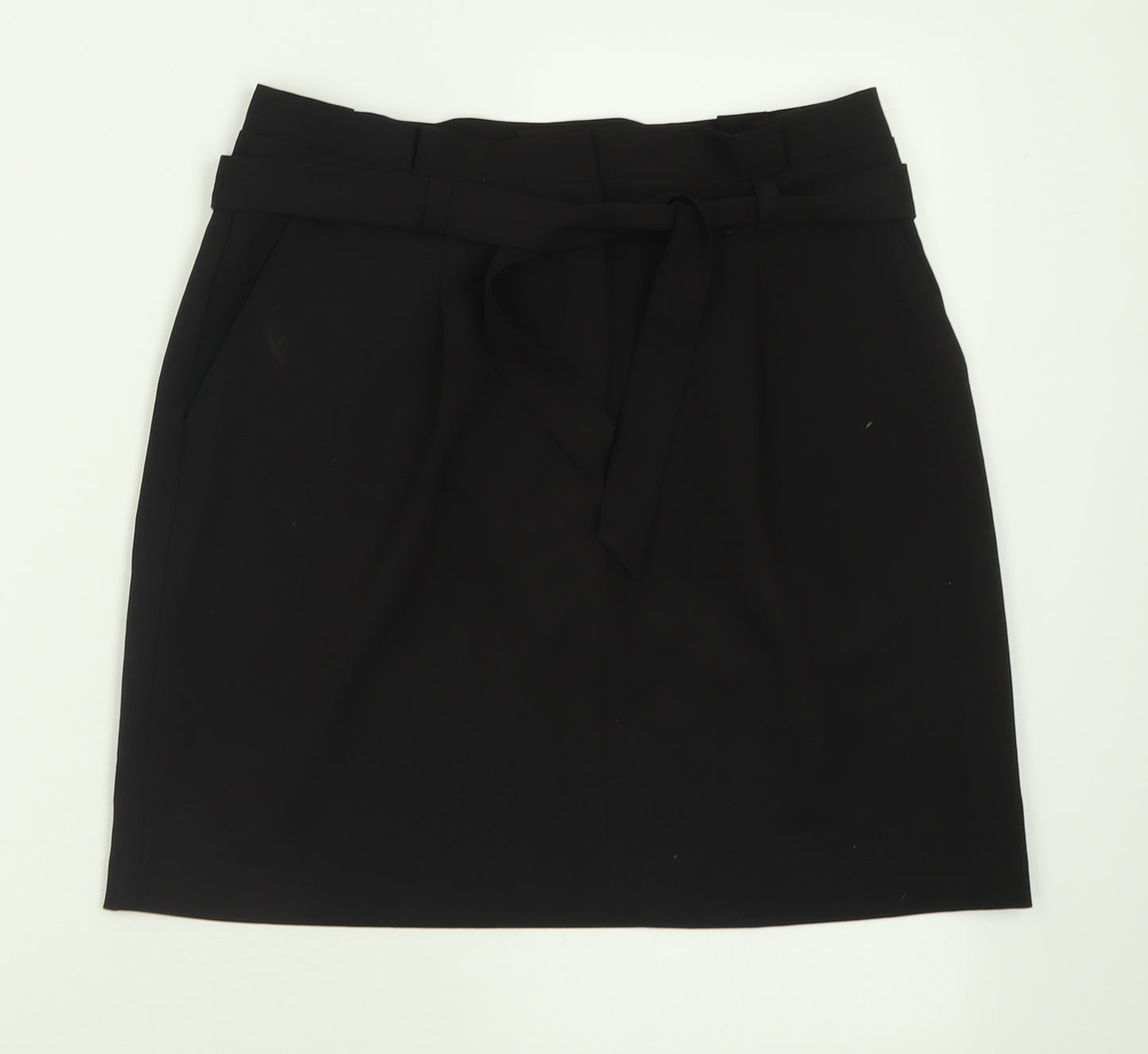 New Look Womens Black  Polyester A-Line Skirt Size 10   Hook & Eye